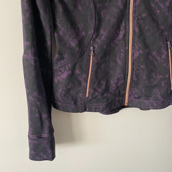 Lululemon Forme Jacket II *Textured Activewear Full Zip Mock Neck Black Purple 8 - Picture 6 of 7